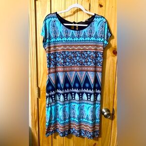Dept222 size L boho-style stretchy midi dress